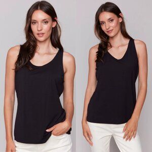 BNWT CHARLIE B Womens Plus Sz 3X Reversible Soft Bamboo Cami Tank Black Casual